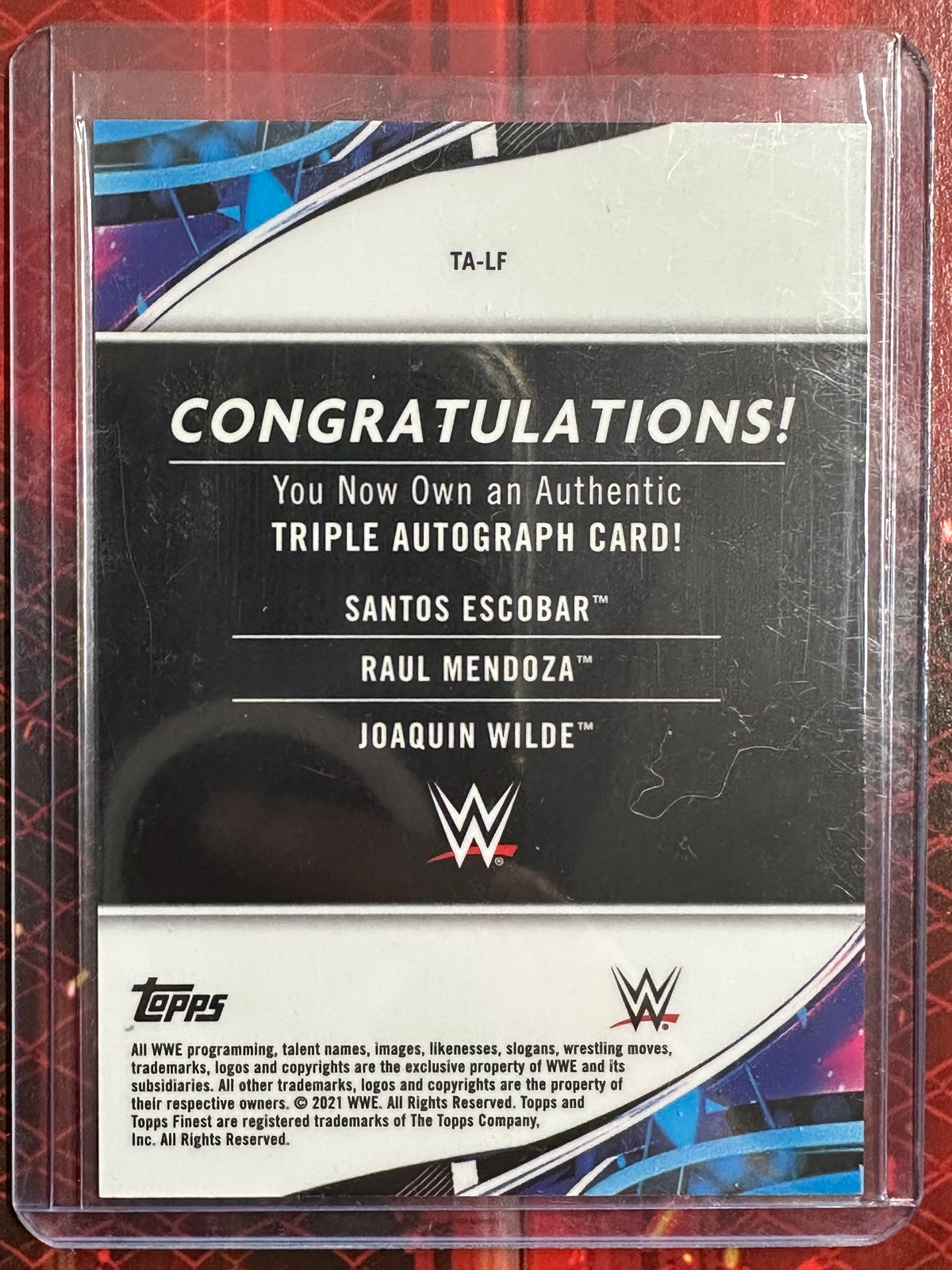 WWE Topps 2021 - Triple Authentic Autographs - Santos Escobar + Raul Mendoza + Joaquin Wilde