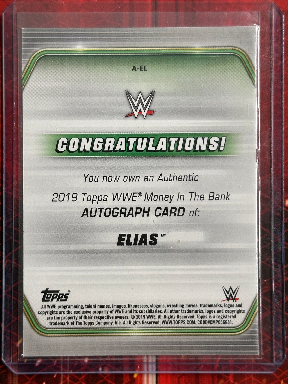 WWE Topps 2019 - Authentic Autographs - Elias (Numerata 104/199)