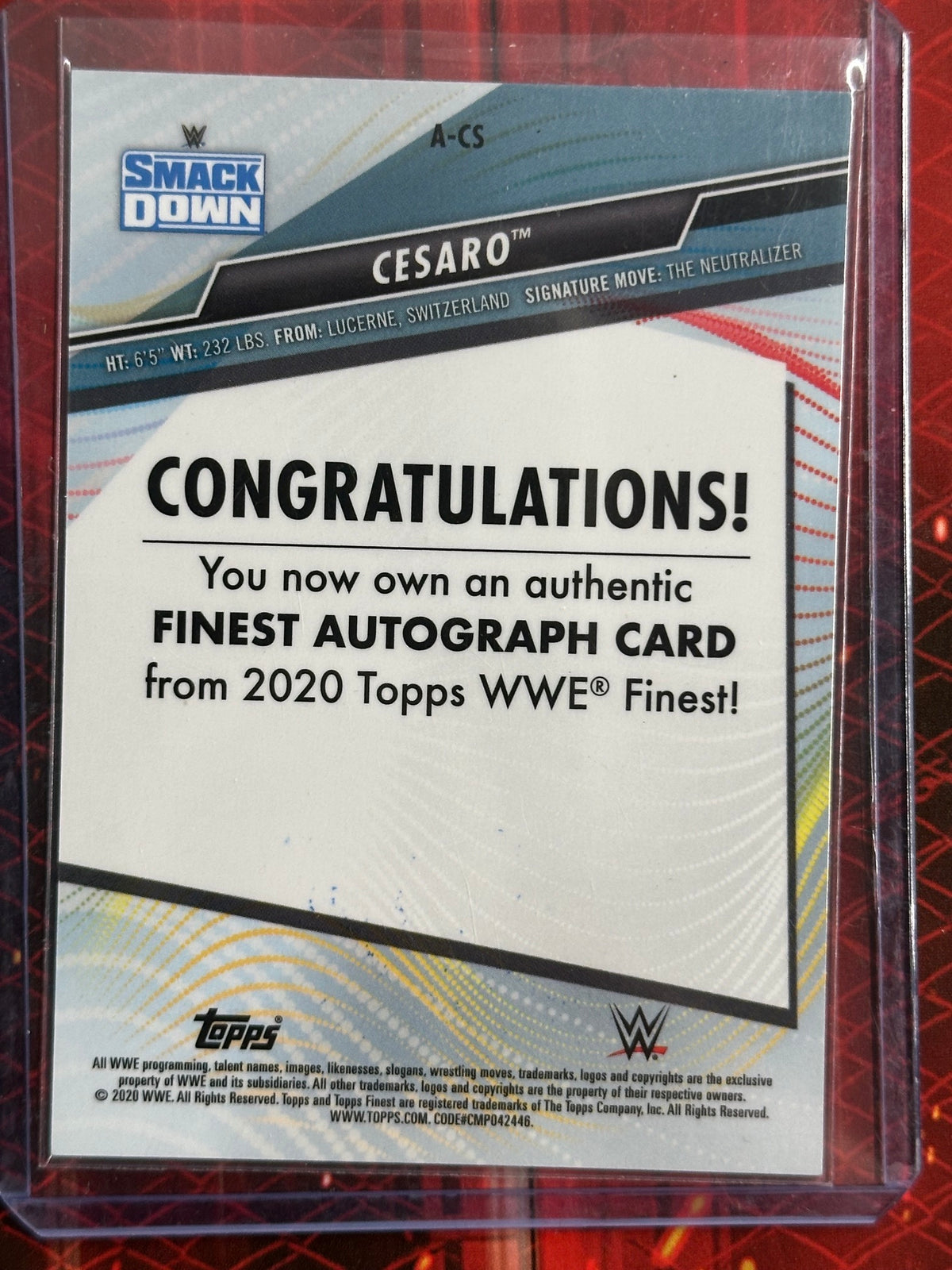 WWE Topps Finest 2020 - Finest Authentic Autographs - Cesaro