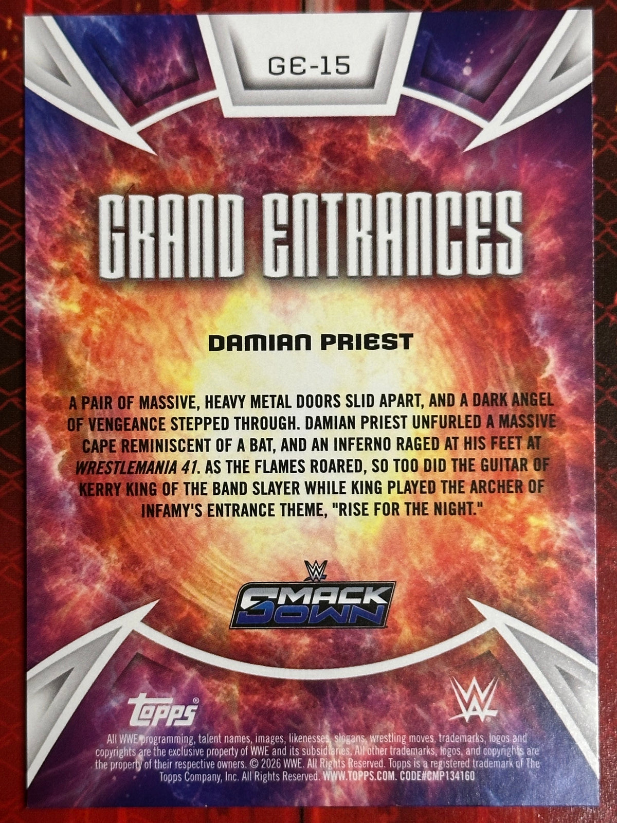 WWE Universe 2026 Grand Entrances Damian Priest (Numerata 010/299)