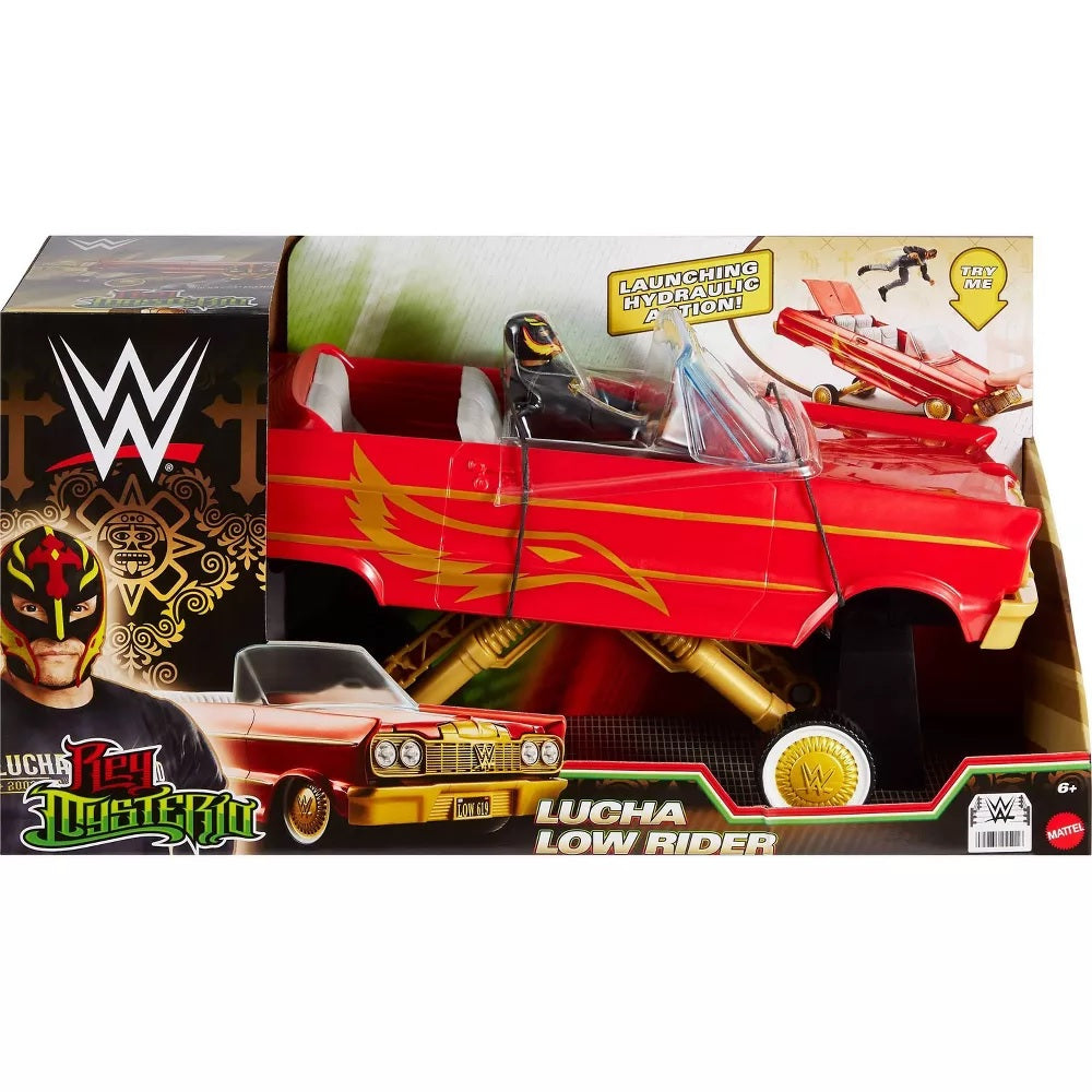 WWE Wrekkin' Lucha Low Rider - Automobile con Action Figure di Rey Mysterio inclusa!