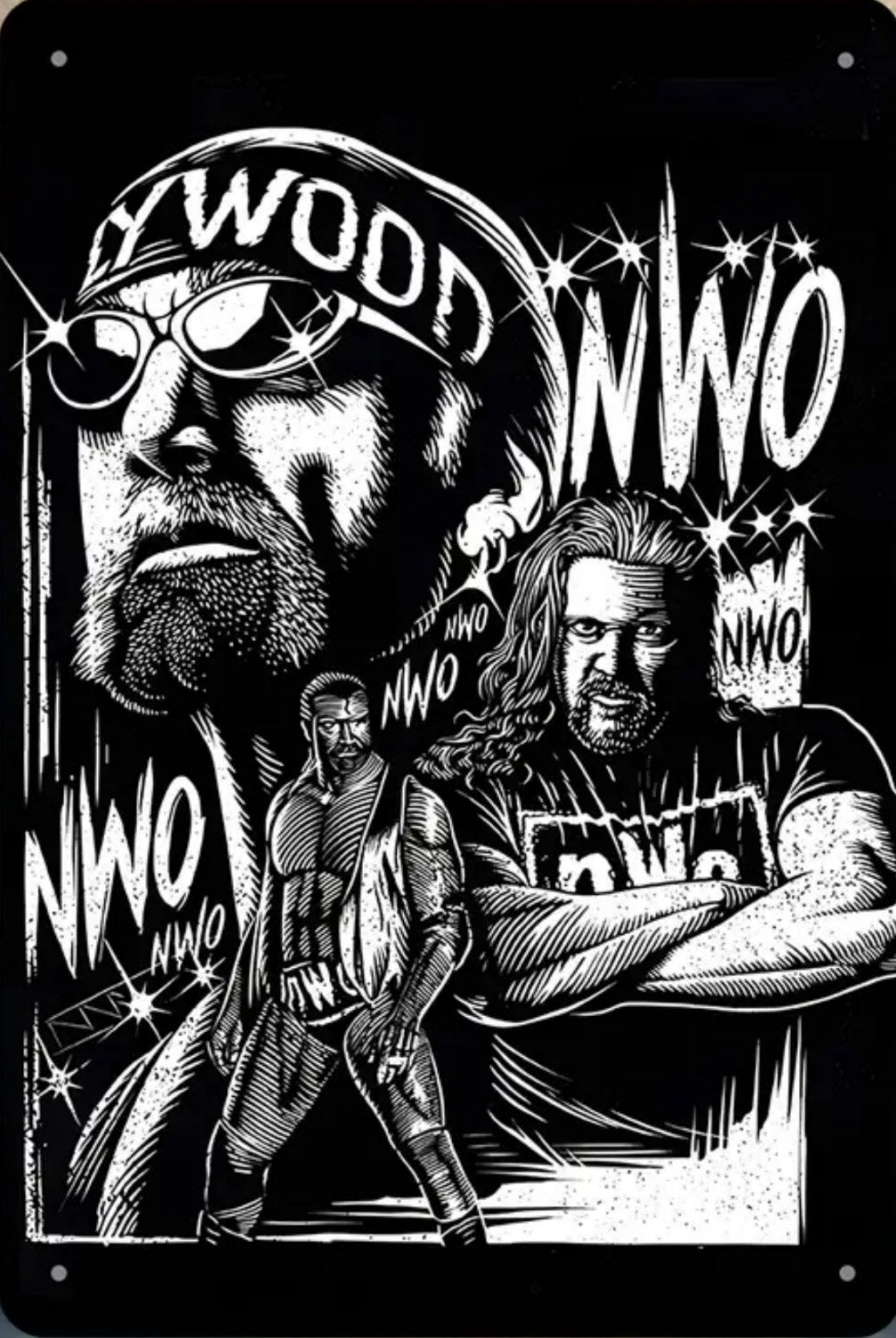 Poster su tela (30x45cm) - nWo - Hulk Hogan + Scott Hall + Kevin Nash