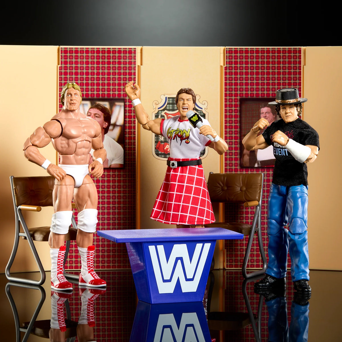 WWE Elite Piper's Pit 3-Pack: Cowboy Bob Orton + Mr. Wonderful Paul Orndorff + Rowdy Roddy Piper (Online Exclusive) *DMG*