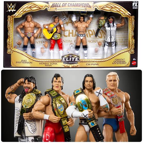 WWE Elite Hall of Champions Intercontinental 4-Pack (Target Exclusive): Pat Patterson + Honky Tonk Man + CM Punk + Dirty Dominik Mysterio