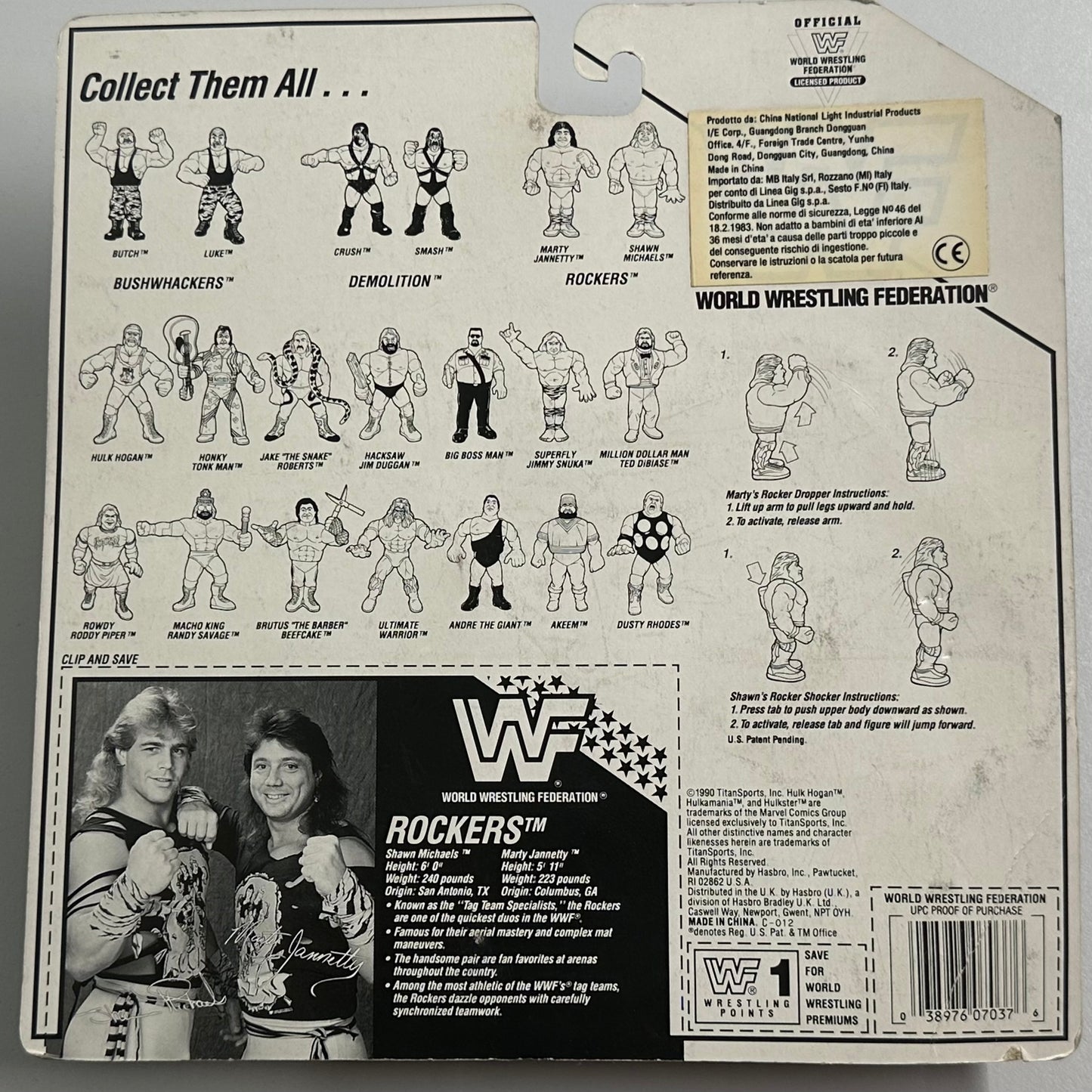 WWF Hasbro MOC - The Rockers (Shawn Michaels & Marty Jannetty) - English Card (Italian Import)
