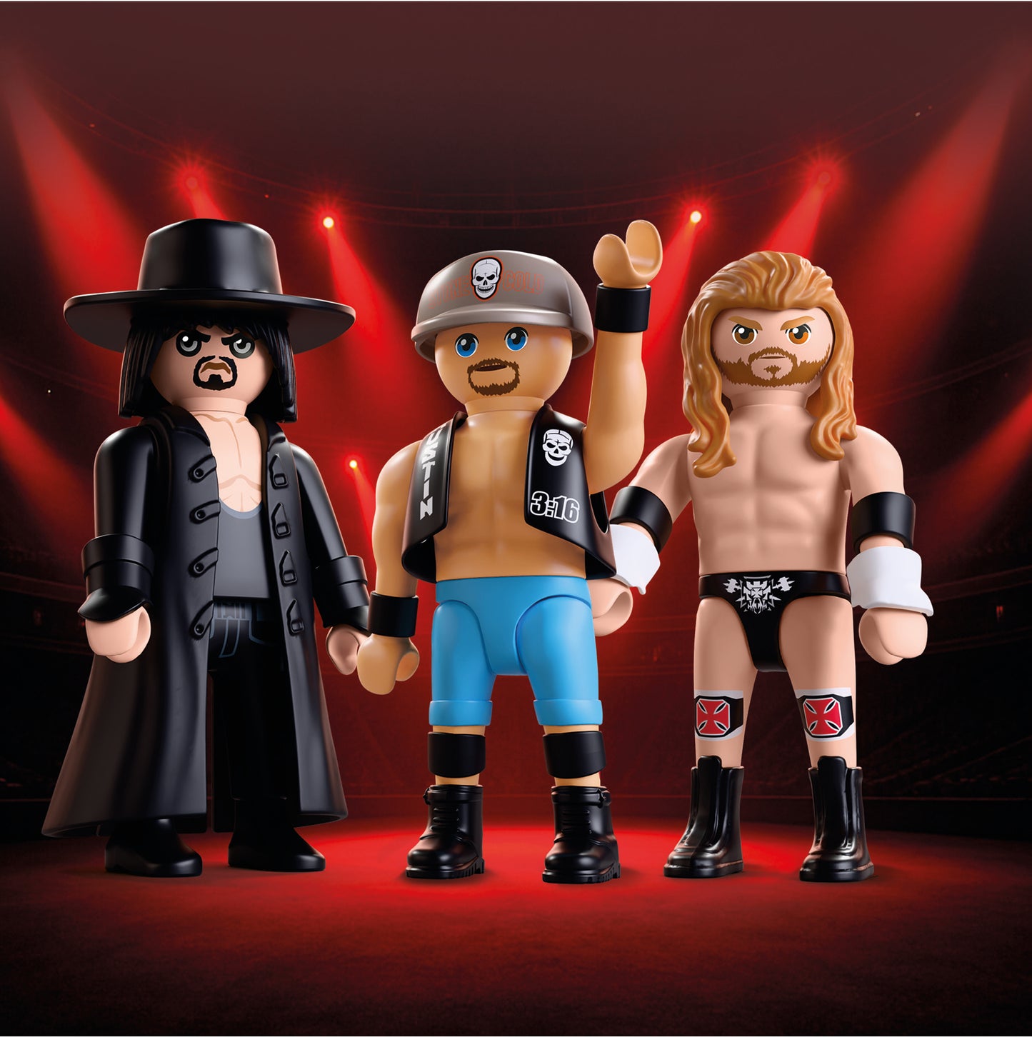 WWE Playmobil 2026 - 3-Pack - Undertaker + Stone Cold Steve Austin + Triple-H HHH *DMG* (Confezione lievemente ammaccata, contenuto perfetto)