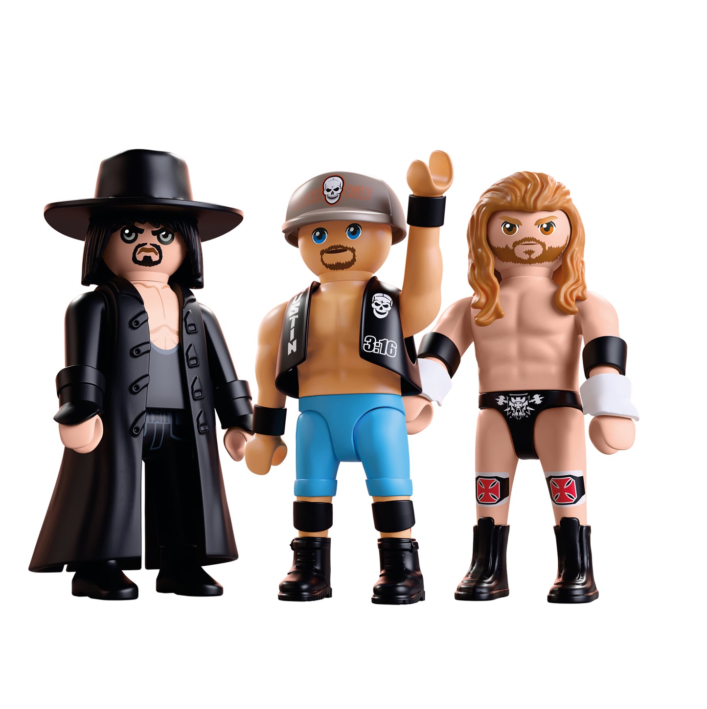 WWE Playmobil 2026 - 3-Pack - Undertaker + Stone Cold Steve Austin + Triple-H HHH *DMG* (Confezione lievemente ammaccata, contenuto perfetto)