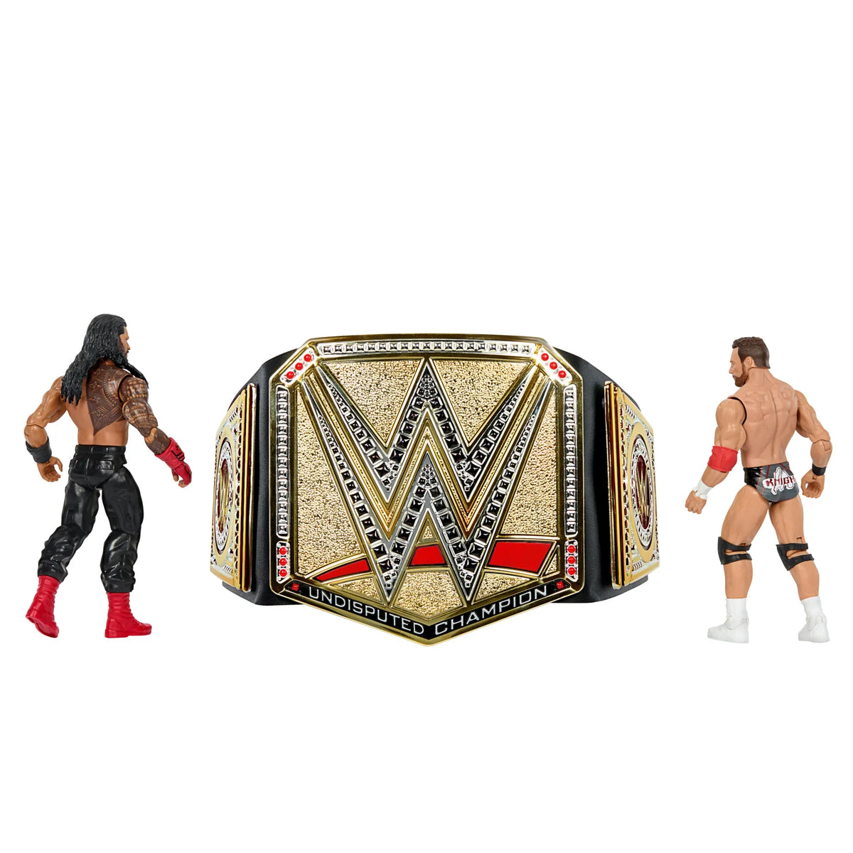 WWE Championship Rivals: Cintura giocattolo WWE Undisputed + Action Figure Main Event di Roman Reigns e LA Knight