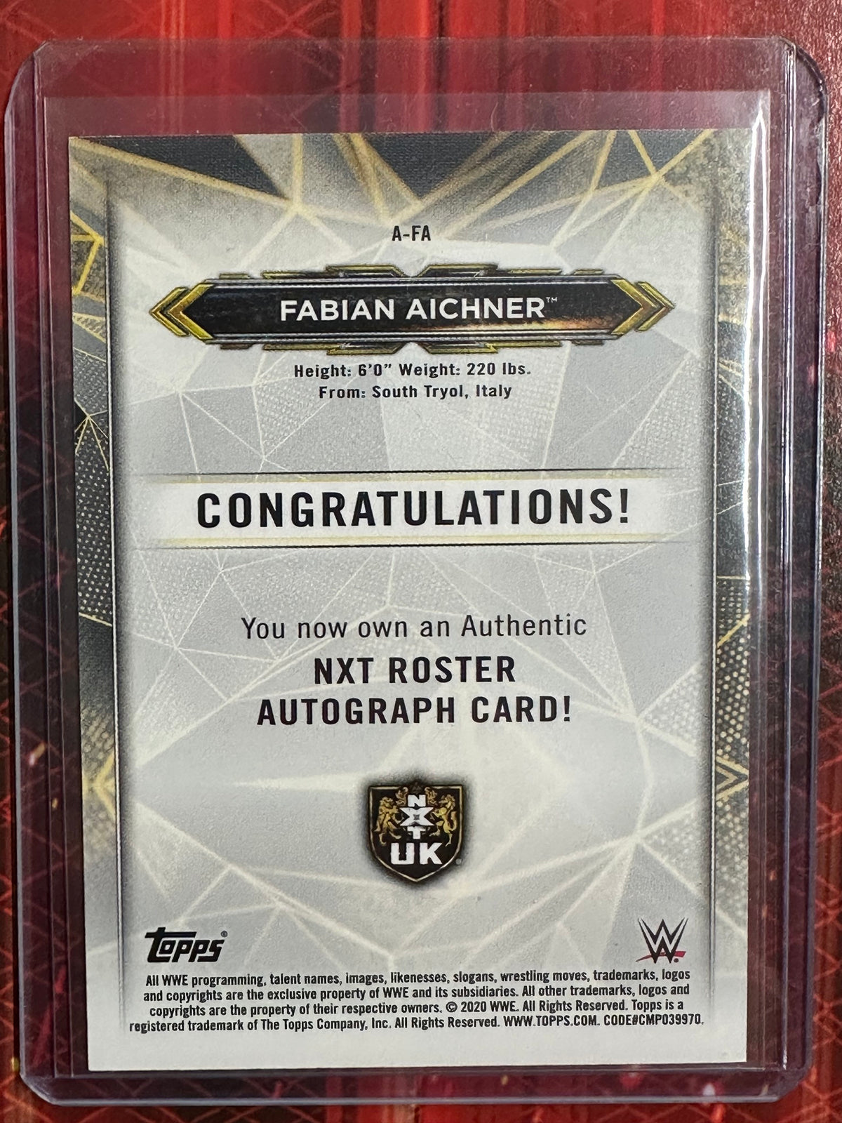WWE Topps 2020 - Authentic Autographs - Fabian Aichner