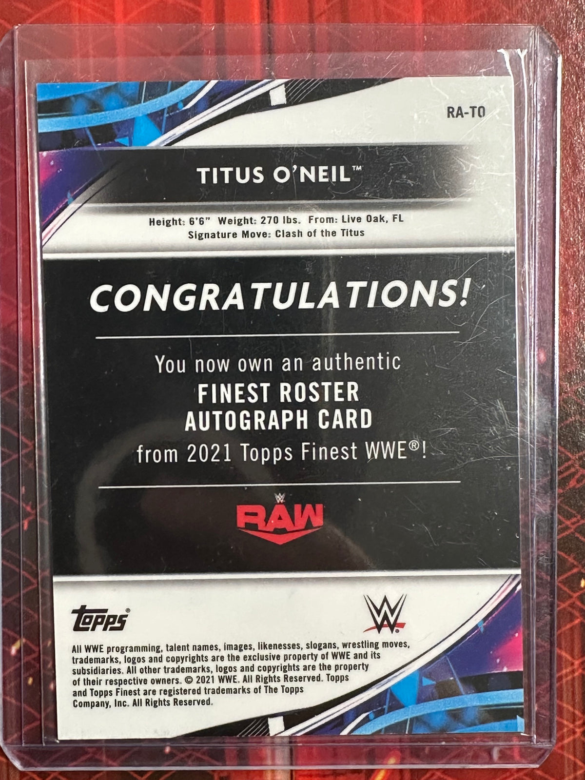 WWE Topps Finest 2021 - Authentic Autographs - Titus O'Neil (Numerata 40/99)
