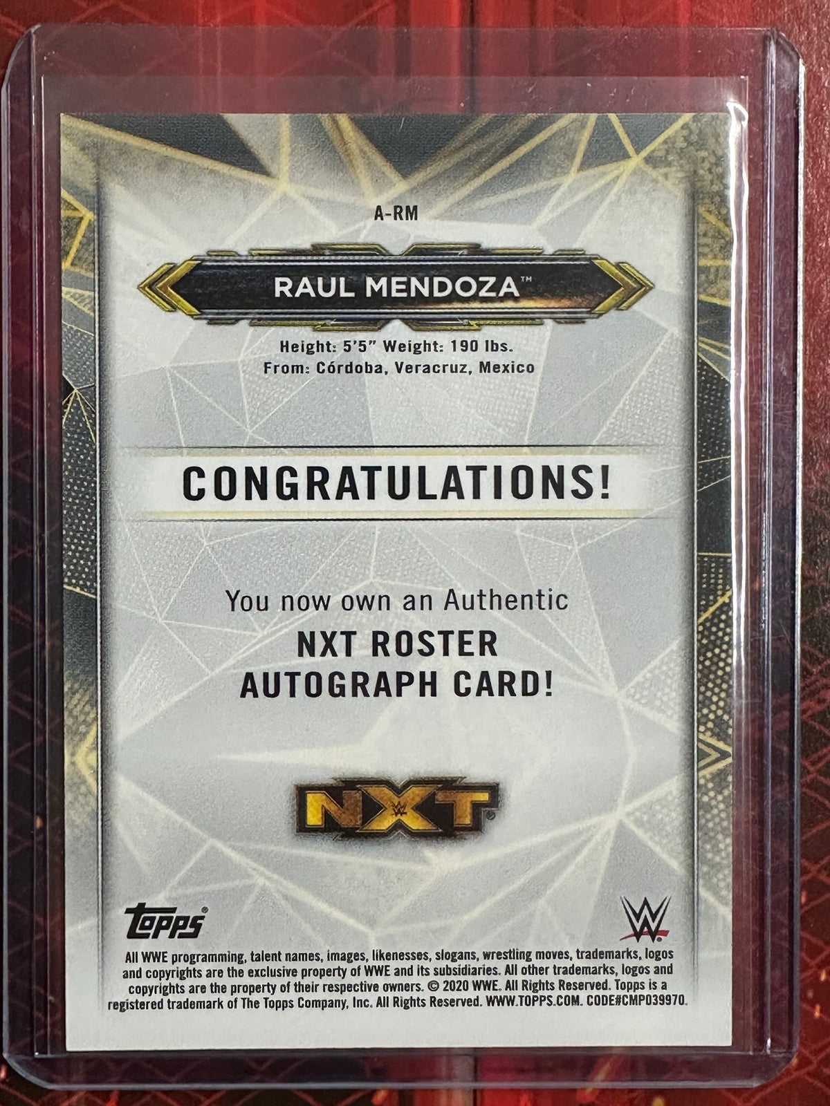WWE Topps 2020 - Authentic Autographs - Raul Mendoza