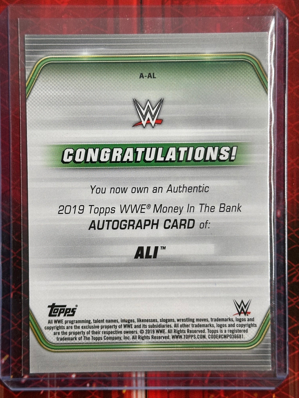 WWE Topps 2019 - Authentic Autographs - Ali (Numerata 143/199)