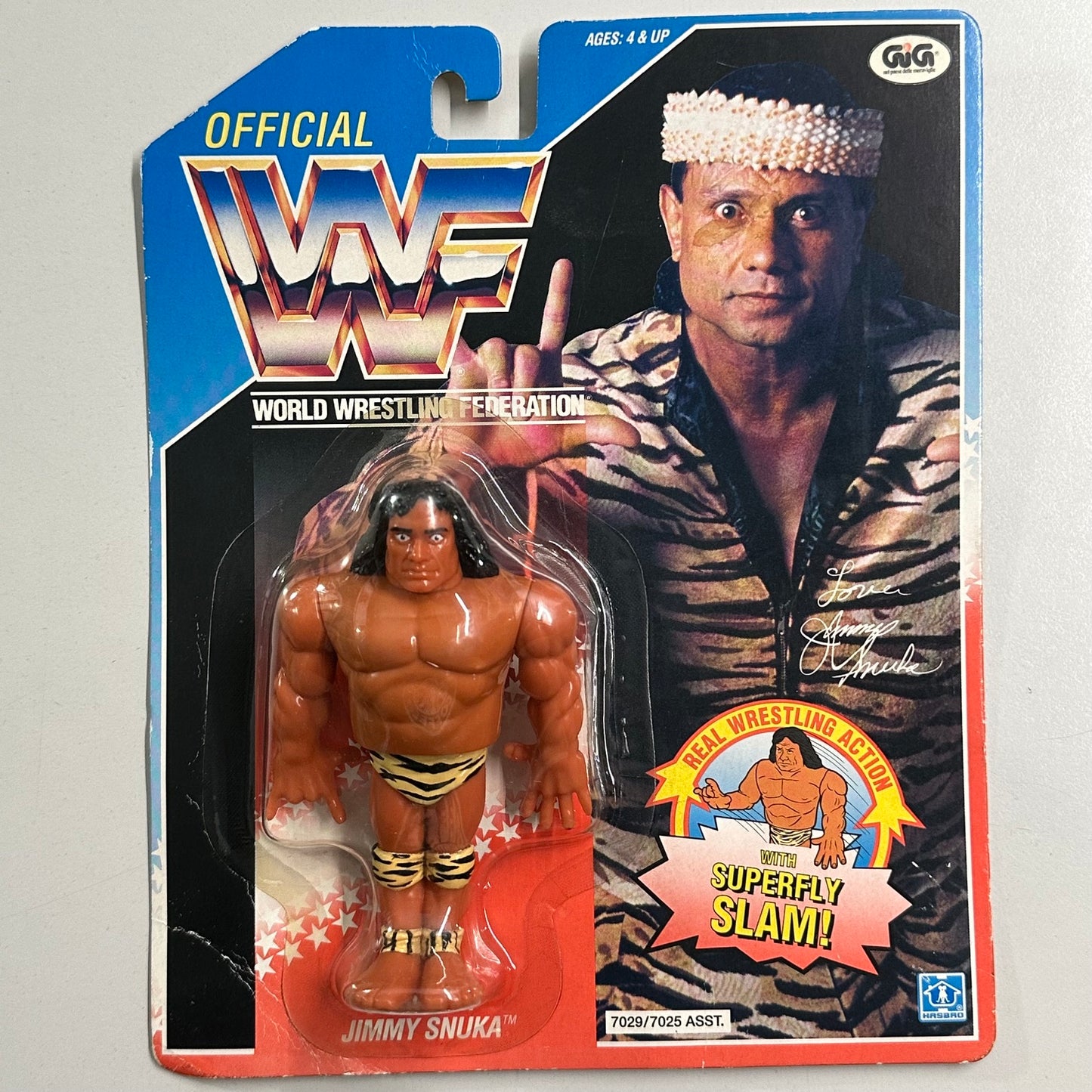 WWF Hasbro MOC - Superfly Jimmy Snuka - English Card (Italian Import)