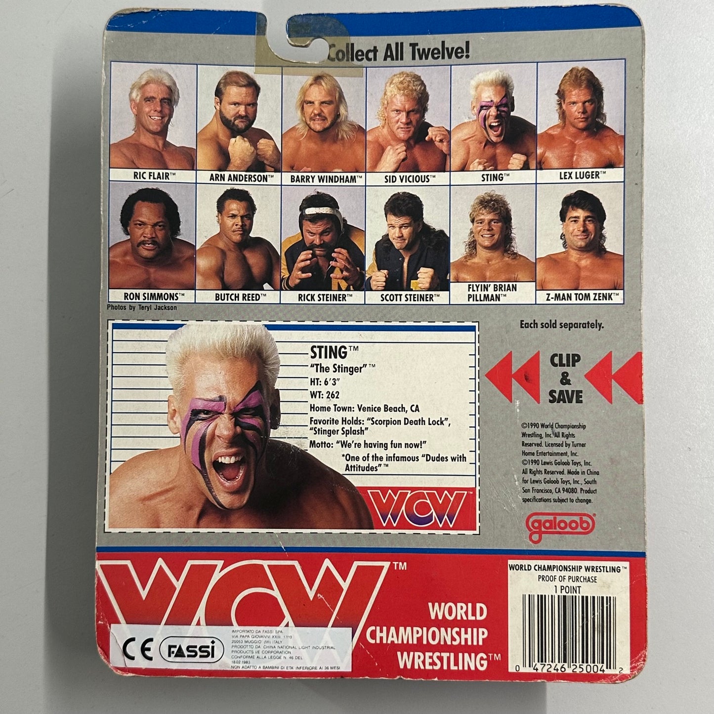 WCW Galoob MOC - Sting - English Card (Italian Import)