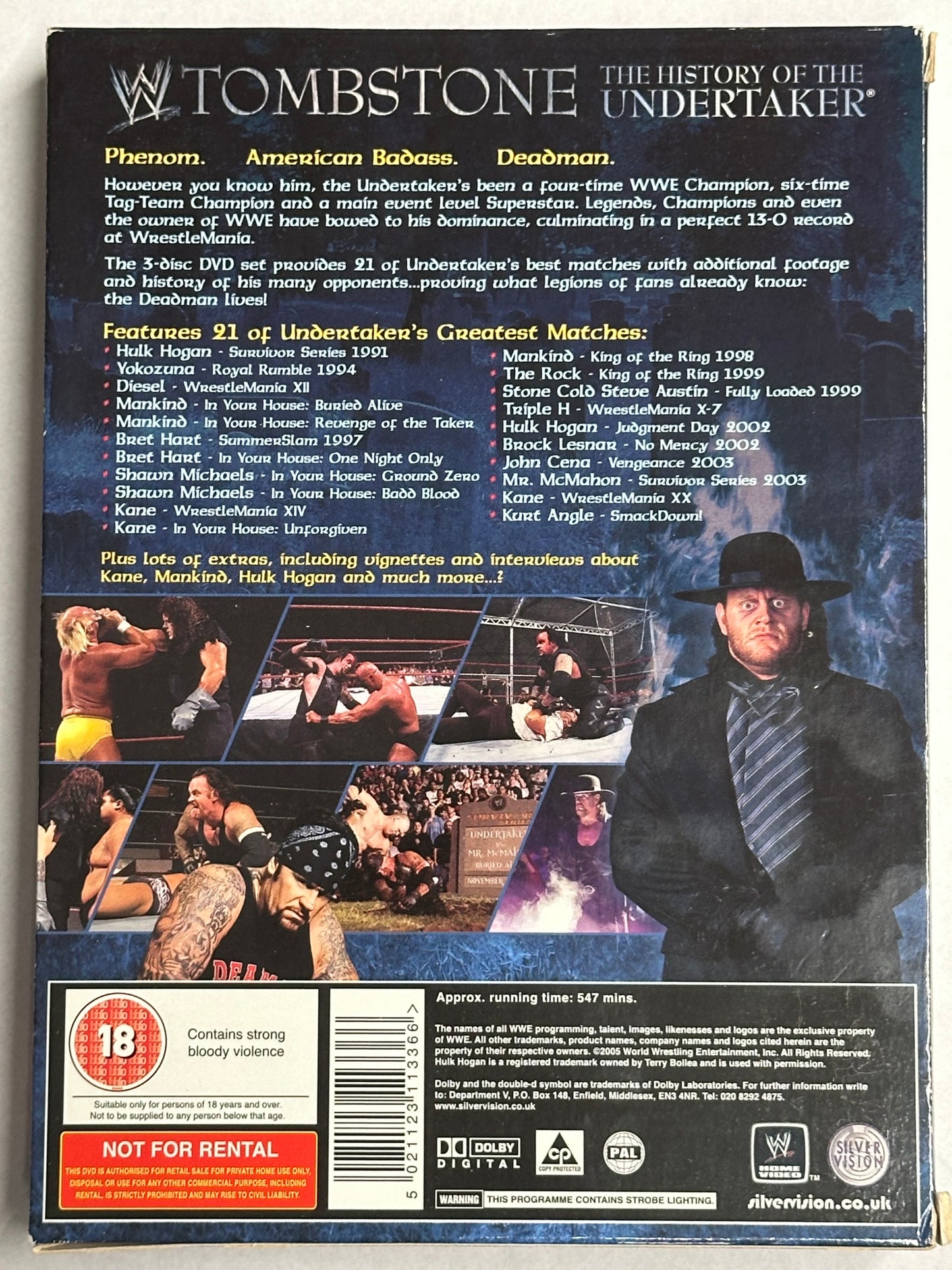 DVD Tombstone: the History of the Undertaker (3 DVD) Digipack (Usato in buone condizioni)