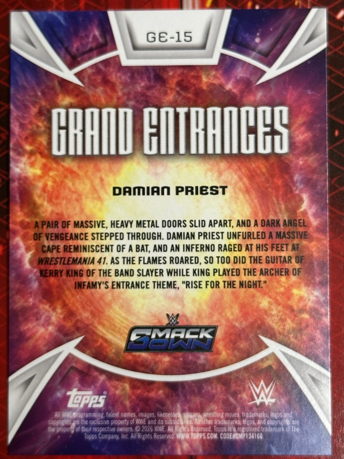 WWE Universe 2026 Grand Entrances Damian Priest