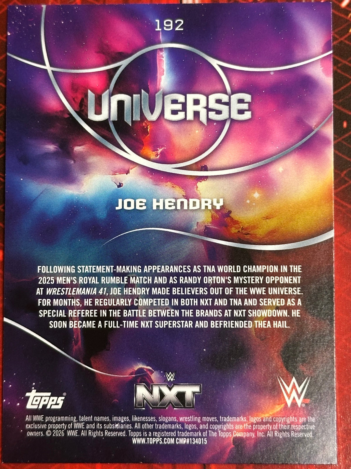 WWE Universe 2026 No. 192 Joe Hendry (Rookie Card)