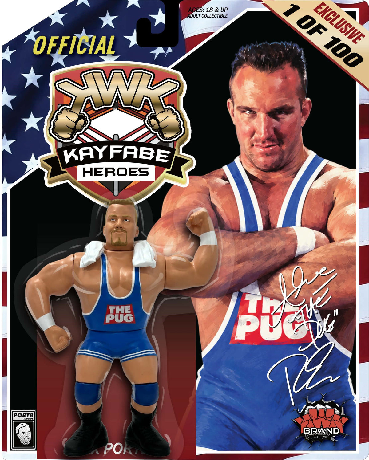 KWK Kayfabe Retro Heroes - Alex "The Pug" Porteau (USA Card 1:100) *PREORDER MAY 2027*