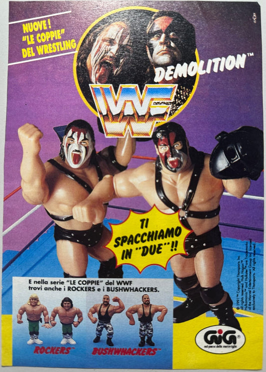 Pubblicità originale 1991 *13x18cm* WWF Hasbro - Demolition (Ritaglio originale da "Topolino")