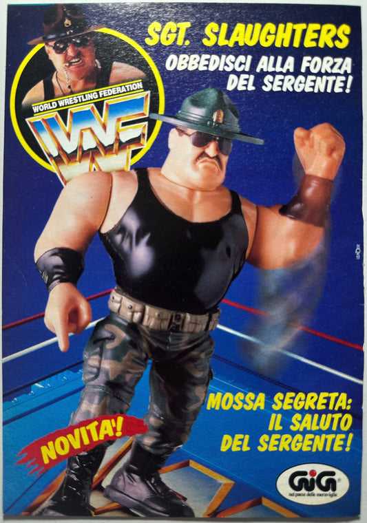 Pubblicità originale 1991 *13x18cm* WWF Hasbro - Sergeant Slaughter (Ritaglio originale da "Topolino")