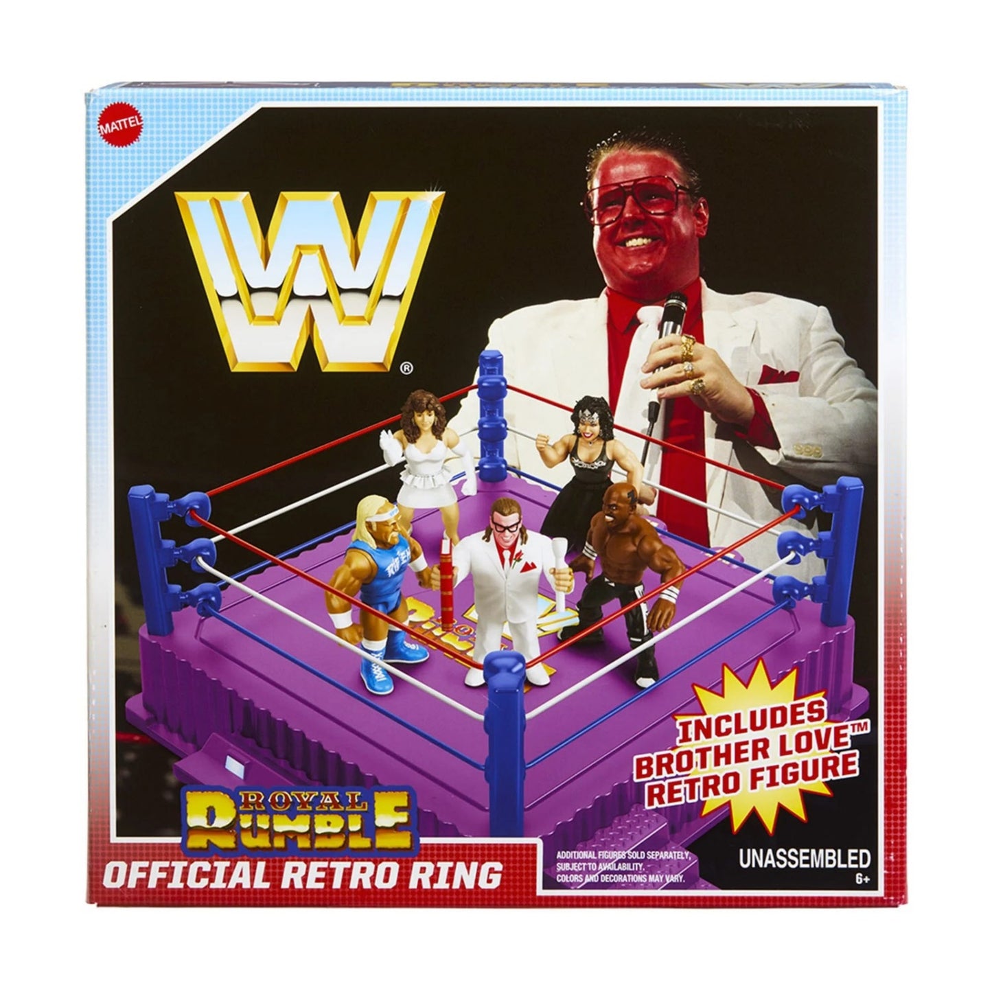 WWE Retro Official Ring 2025 (Lato 34cm) + Action Figure Brother Love Retro