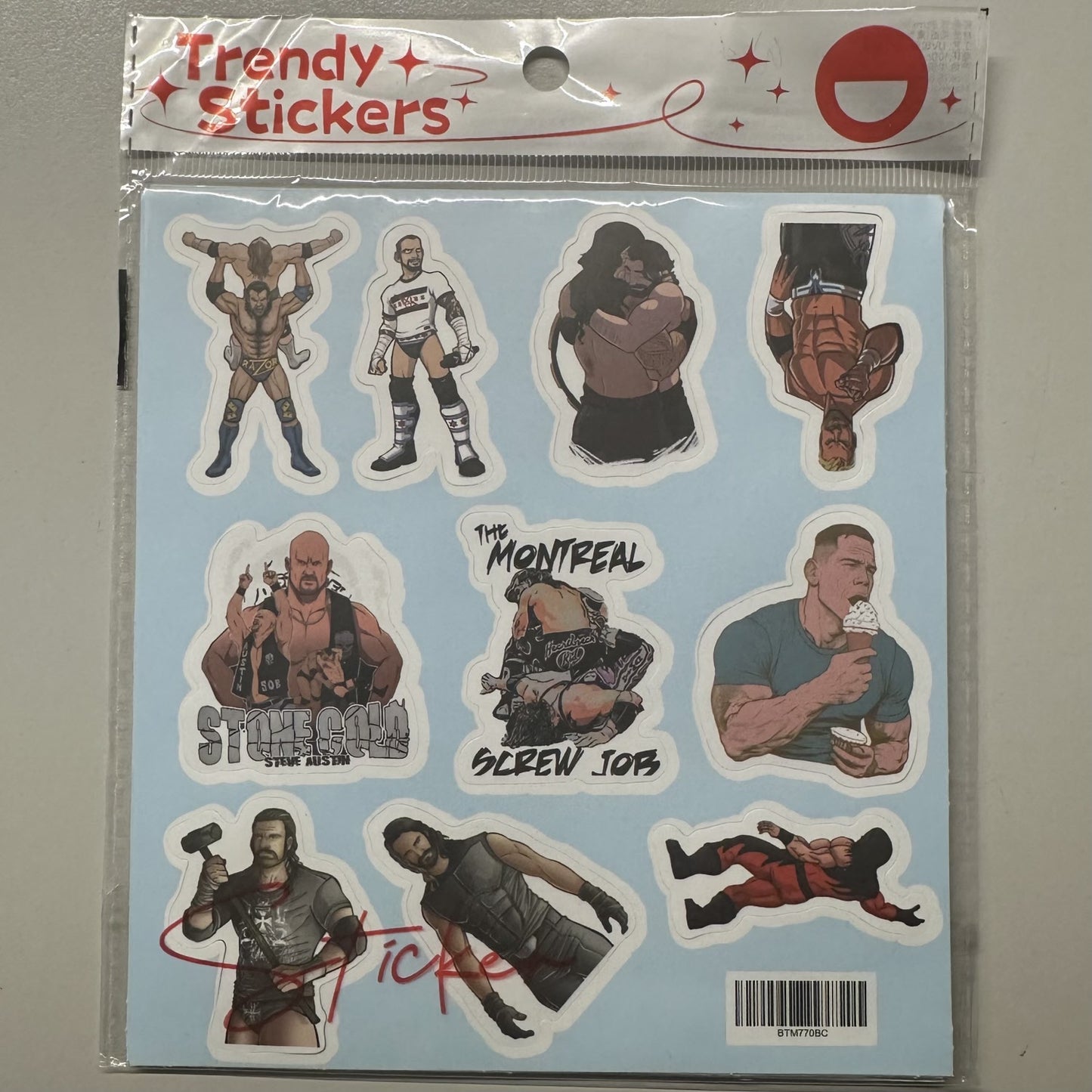 Trendy Stickers - Wrestling Set di 60 adesivi - sticker WWE (6 foglietti 14x14cm)