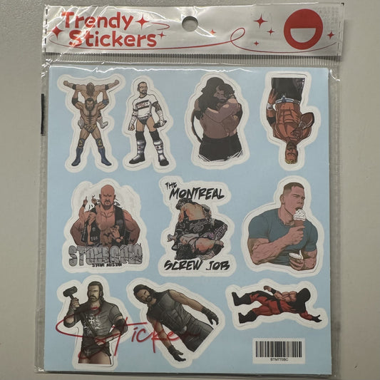 Trendy Stickers - Wrestling Set di 60 adesivi - sticker WWE (6 foglietti 14x14cm)