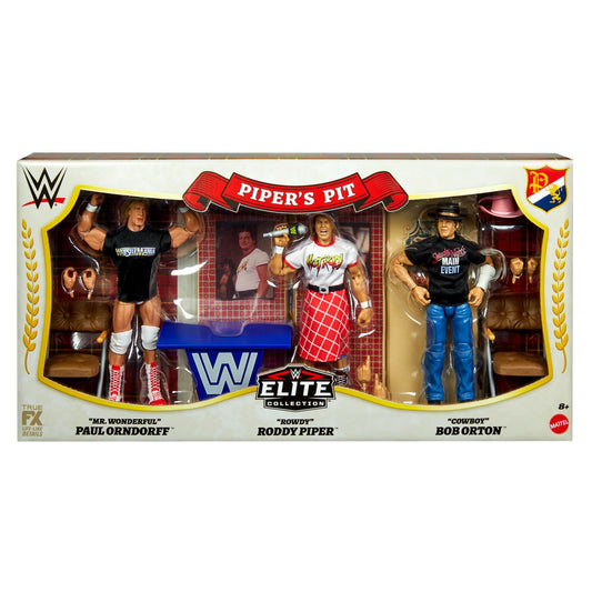 WWE Elite Piper's Pit 3-Pack: Cowboy Bob Orton + Mr. Wonderful Paul Orndorff + Rowdy Roddy Piper (Online Exclusive) *DMG*