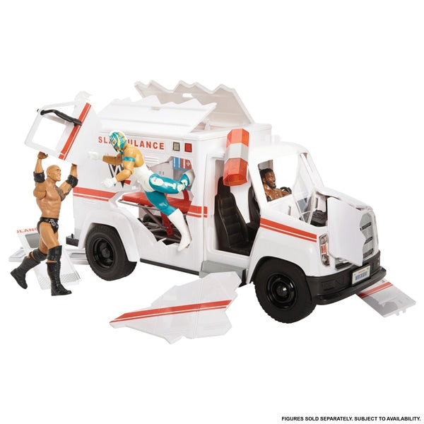 WWE Wrekkin' Slambulance Spielset - WEISSER Krankenwagen mit Trage