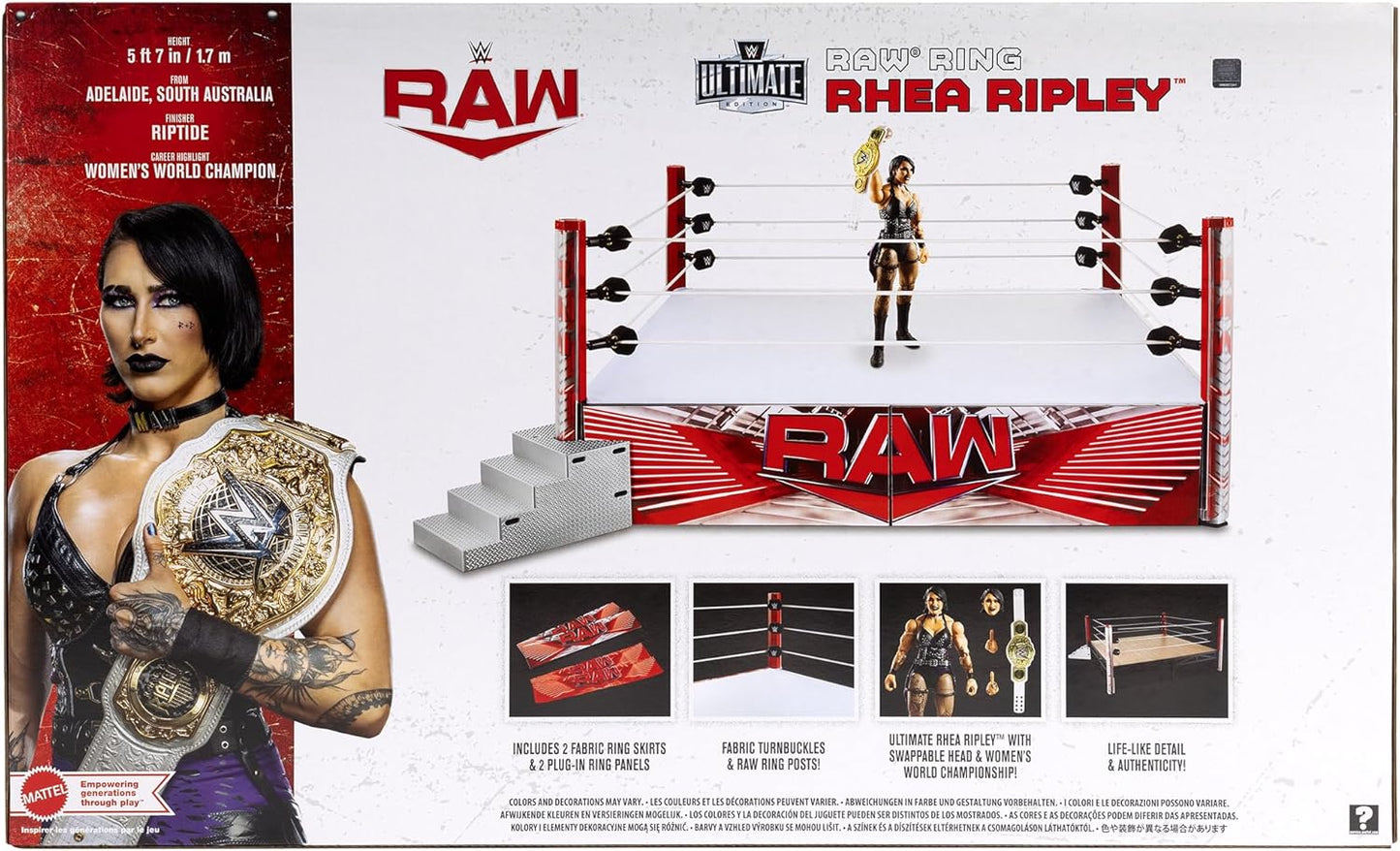WWE Ultimate Edition 2025 Playset RAW Scale Ring + Rhea Ripley Figure