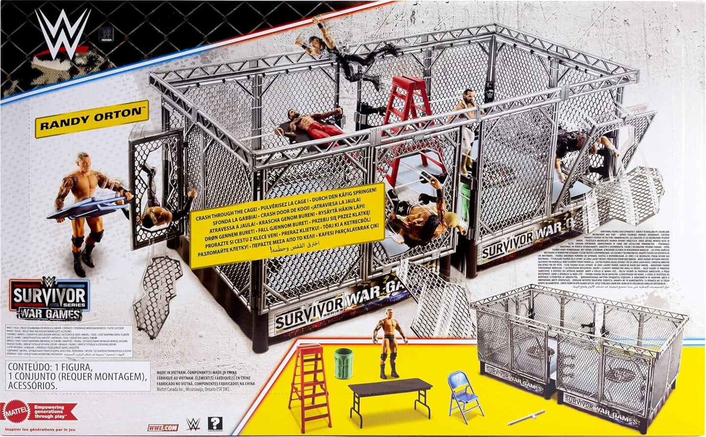 WWE War Games Playset Limited Edition (2 Ring + Gabbia e accessori + Randy Orton