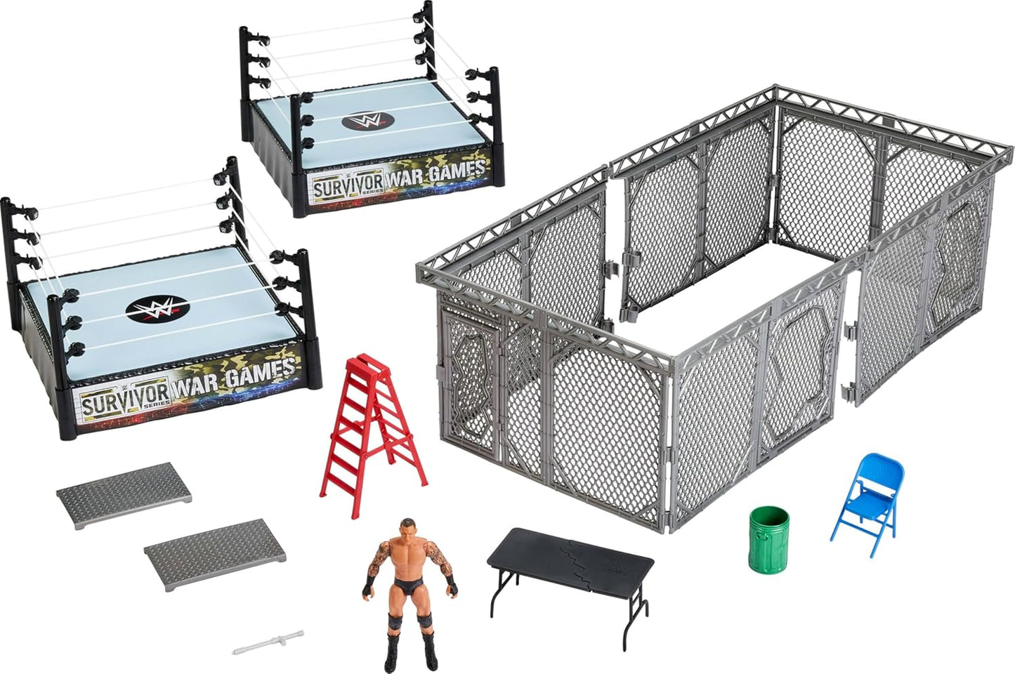 WWE War Games Playset Limited Edition (2 Ring + Gabbia e accessori + Randy Orton