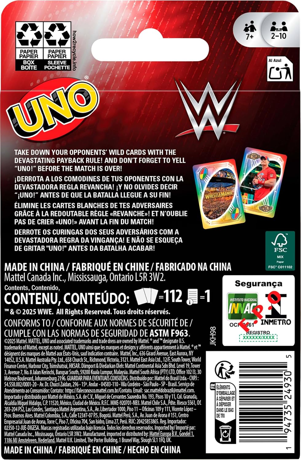 WWE Mattel Games UNO - WWE Card Game 2026